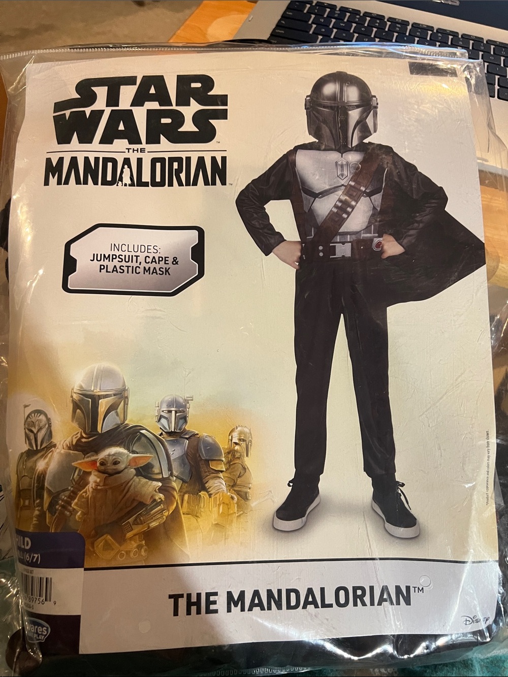 Star Wars The Mandalorian Kids Costume - Black, Silver & Brown Accents. 6/7